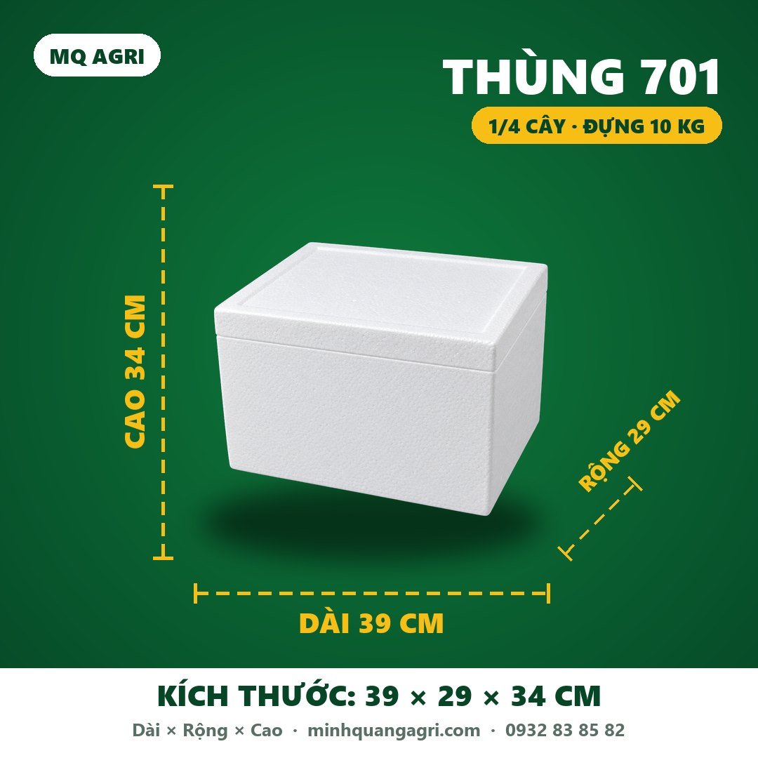 Thùng 701 (1/4 cây) đựng 10 kg — 39 × 29 × 34 cm